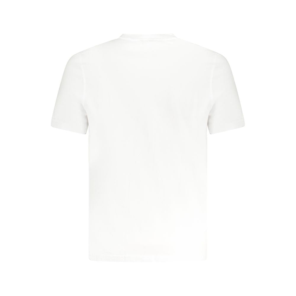 Back view of K-WAY White Cotton T-Shirt with short sleeves and crew neck