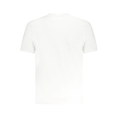 Back view of K-WAY White Cotton T-Shirt with short sleeves and crew neck