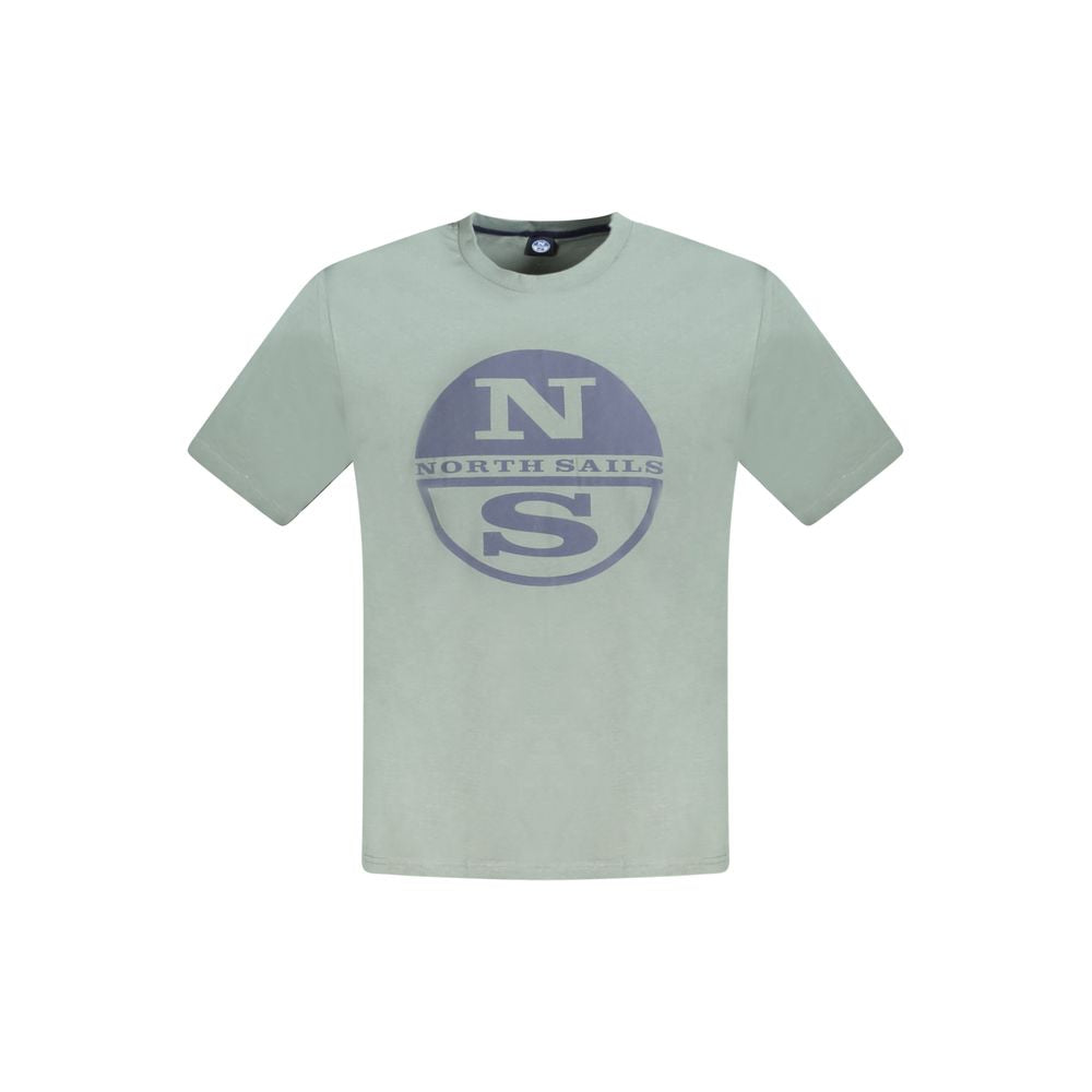 North Sails Green Cotton Men T-Shirt with logo and crew neck design.
