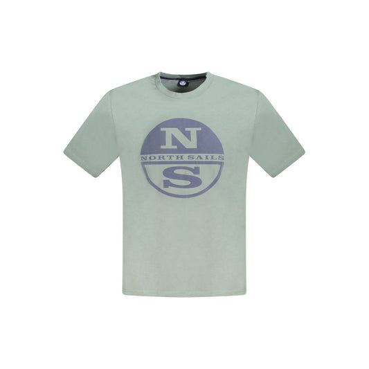 North Sails Green Cotton Men T-Shirt with logo and crew neck design.