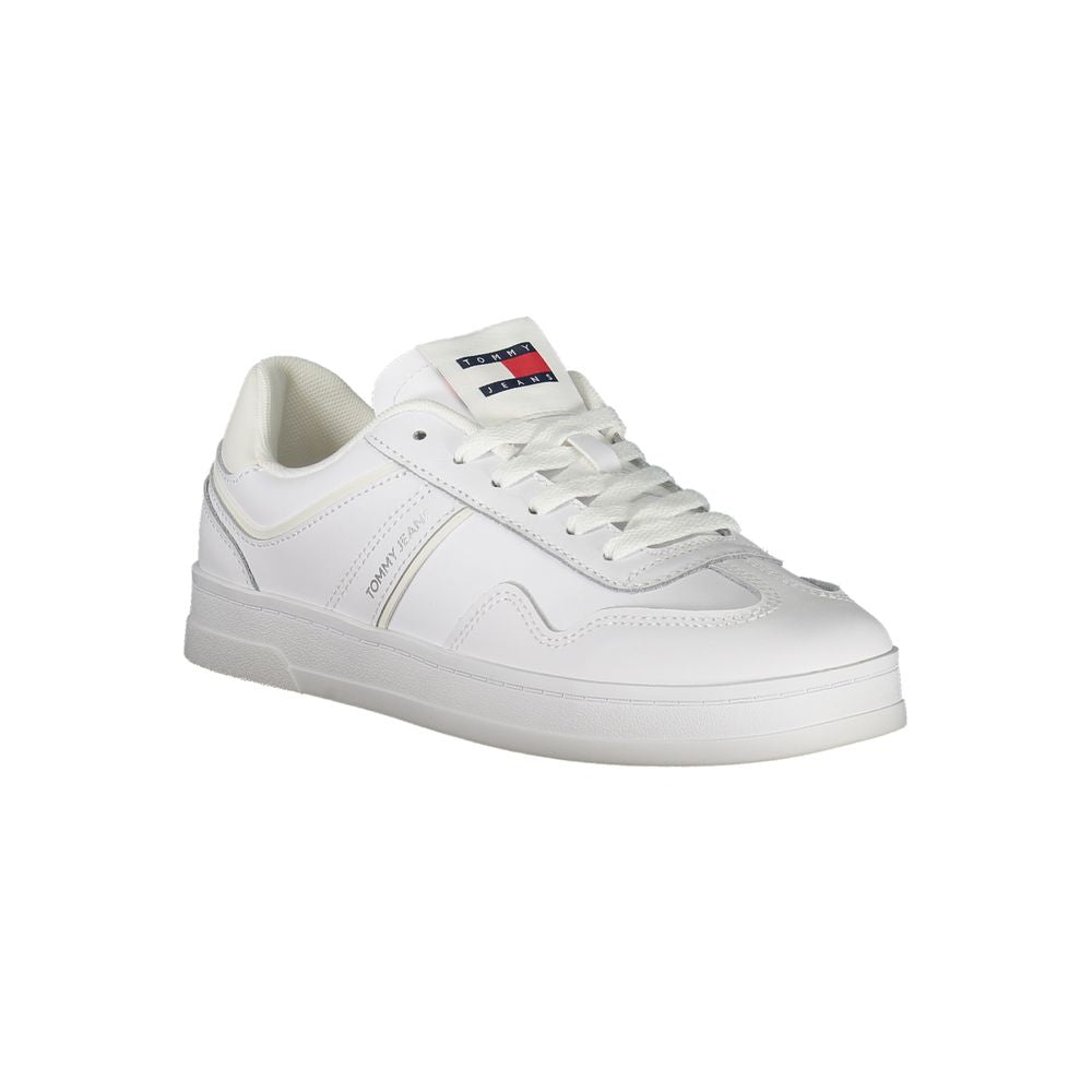 Tommy Hilfiger White Polyethylene Women Sneaker with bold design and removable footbed for personalized comfort.