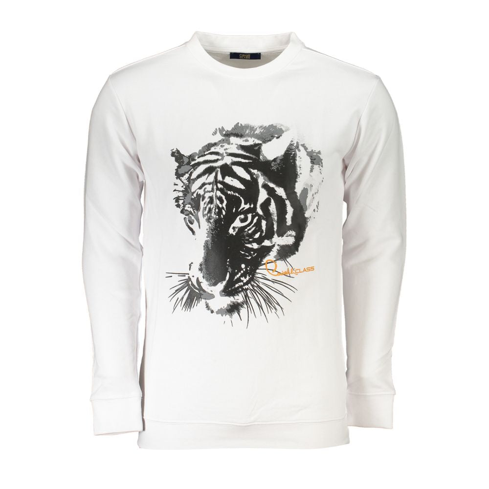 Cavalli Class White Cotton Sweatshirt