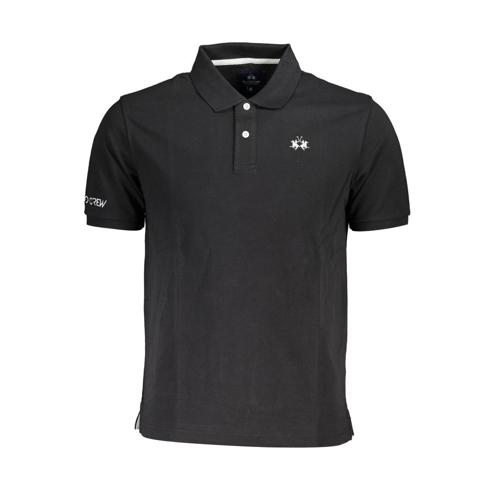 La Martina Black Cotton Polo Shirt