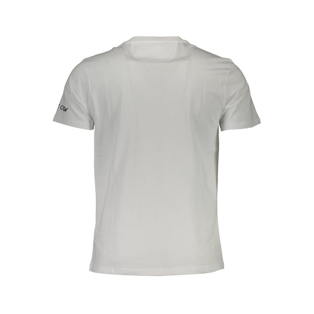 Back view of La Martina White Cotton Men T-Shirt showcasing quality fabric and elegant design.