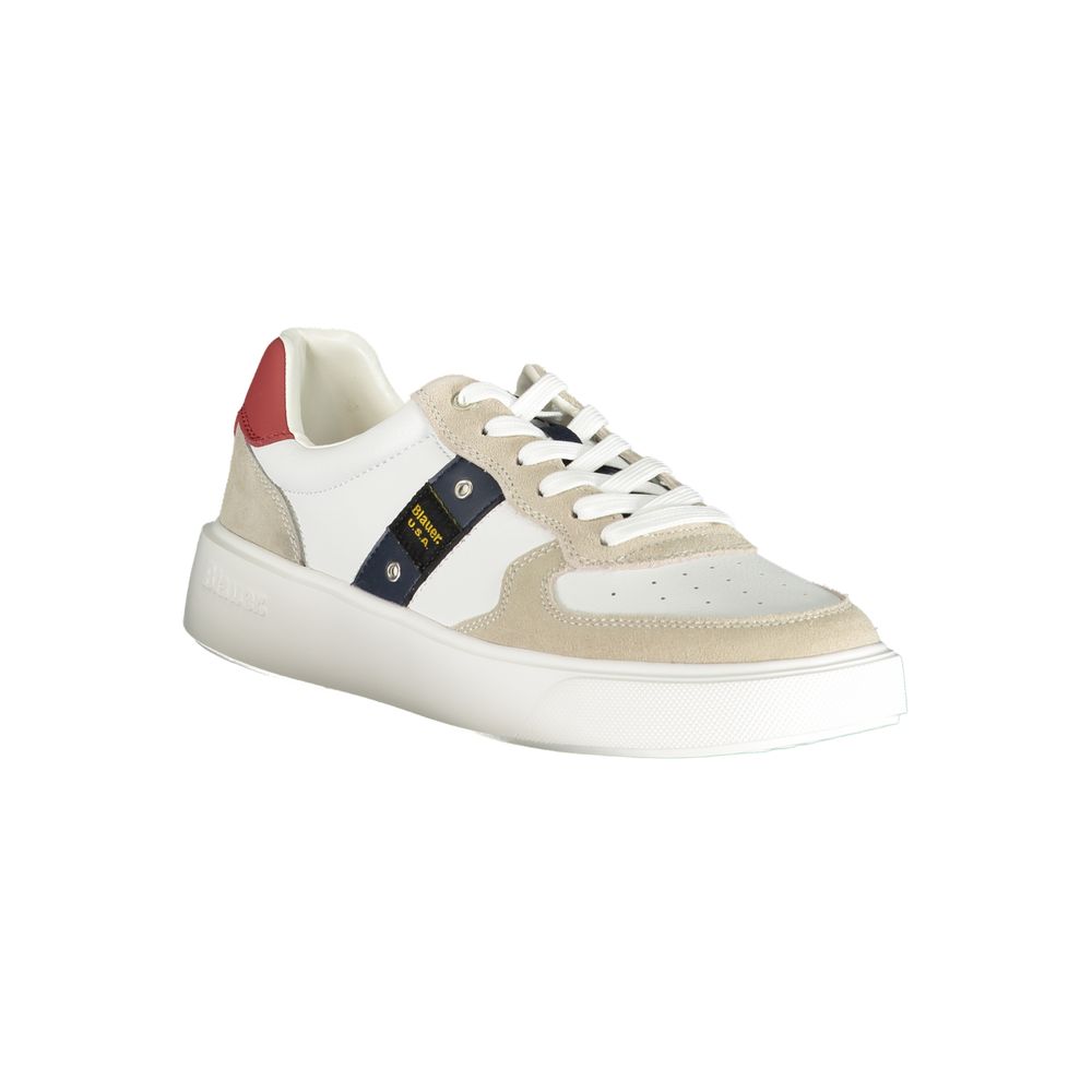 Blauer White Polyethylene Men Sneaker with removable footbed and contrasting details for stylish comfort.