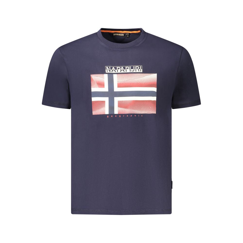 Napapijri Blue Cotton Men T-Shirt with logo and bold design