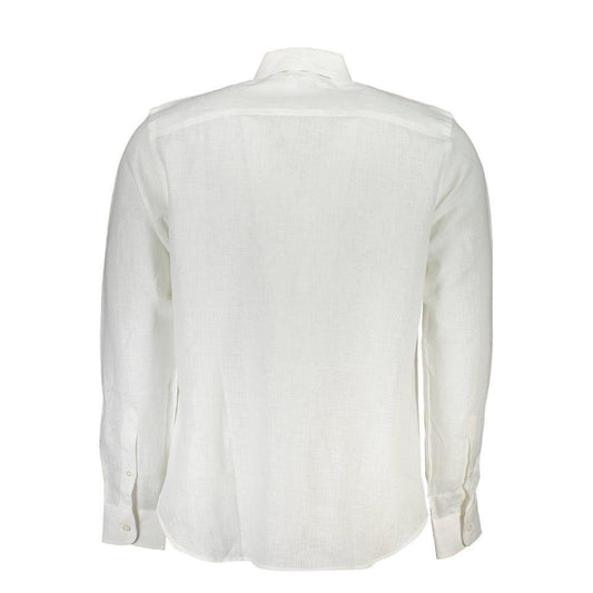 North Sails White Linen Men Shirt NO-37687-M