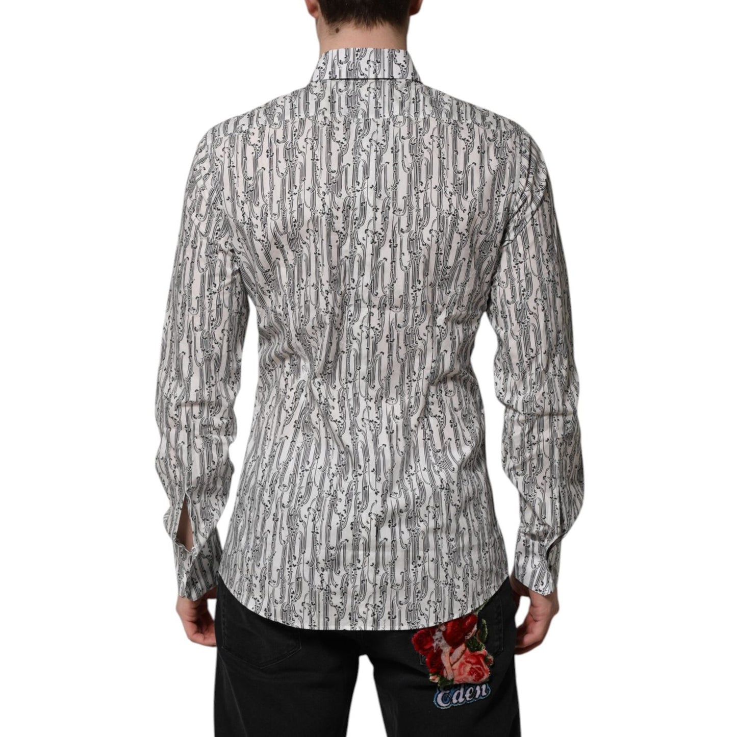 Dolce & Gabbana White Floral Print Casual Long Sleeves Shirt TSH906759-40
