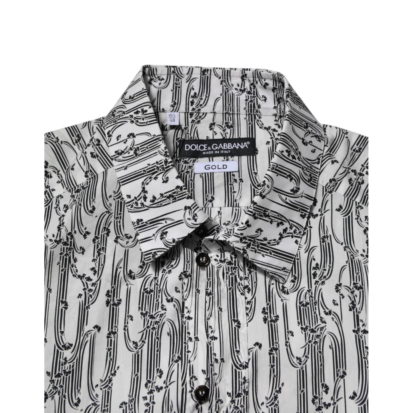Dolce & Gabbana White Floral Print Casual Long Sleeves Shirt TSH906759-40