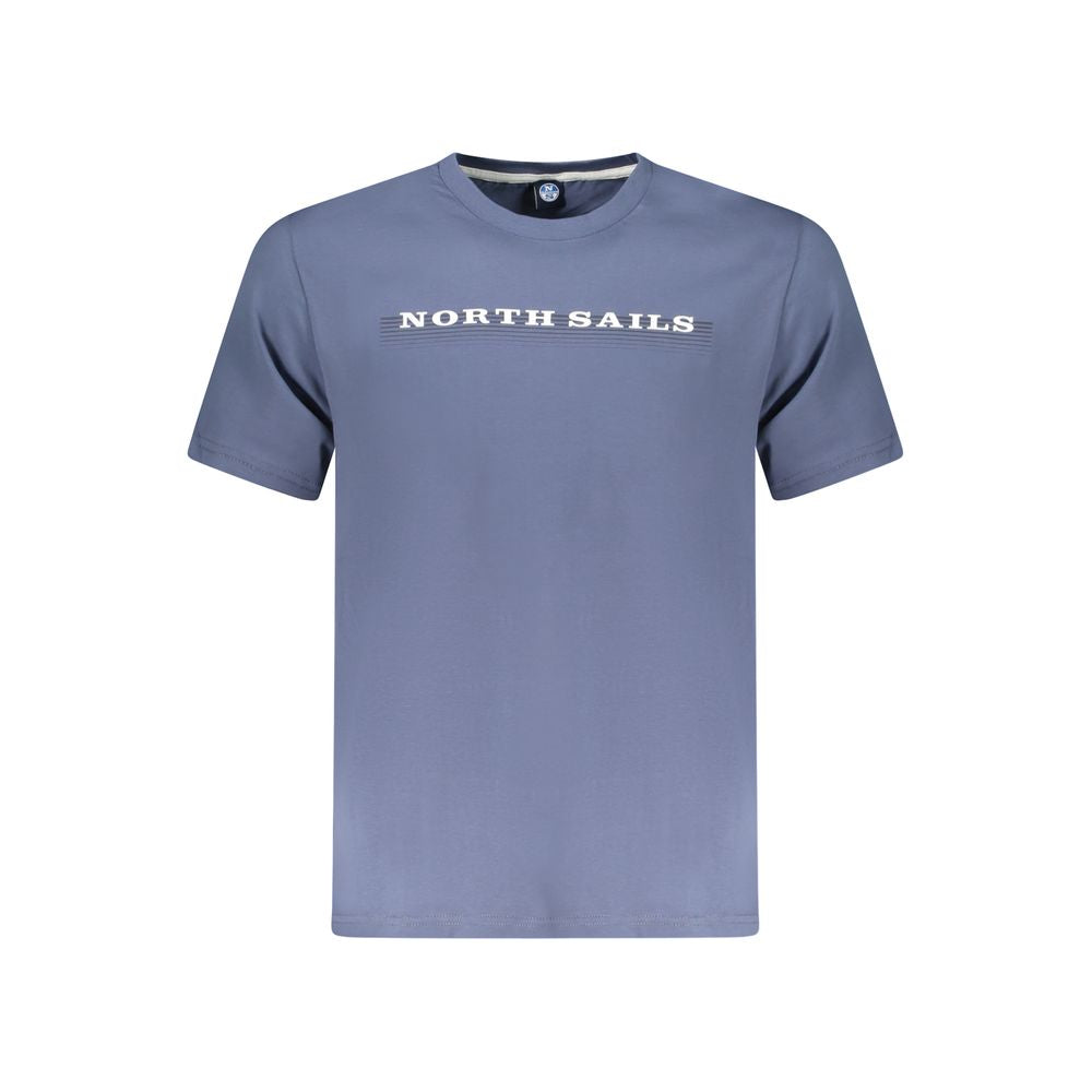 North Sails Blue Cotton Men T-Shirt with logo on front, crew neck design.
