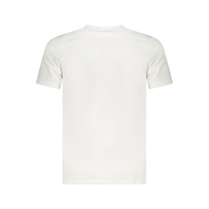 Back view of Cavalli Class White Cotton Men T-Shirt showcasing premium cotton material and a crisp white color.