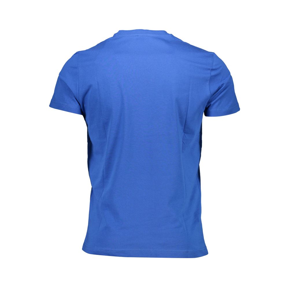 Back view of Diesel Blue Cotton Men T-Shirt, featuring short sleeves and premium fabric, embodying urban style and comfort.