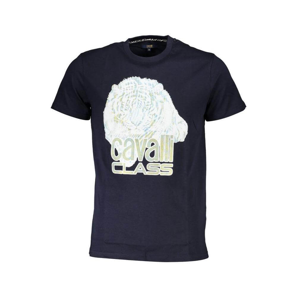 Cavalli Class Blue Cotton Men T-Shirt CA-37297-M