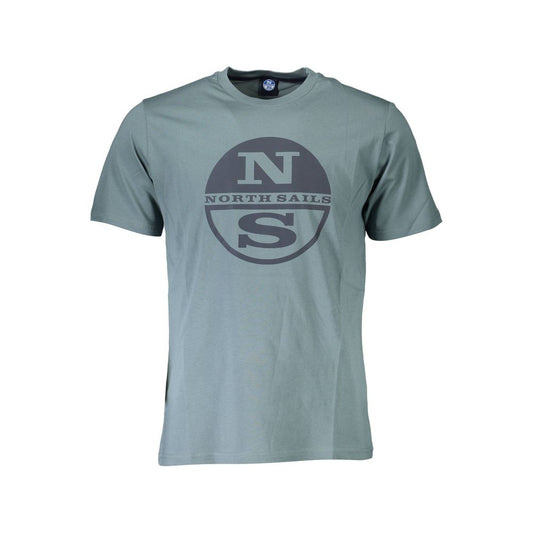 North Sails Green Cotton Men T-Shirt with logo print, luxury sustainable short sleeve crew neck design