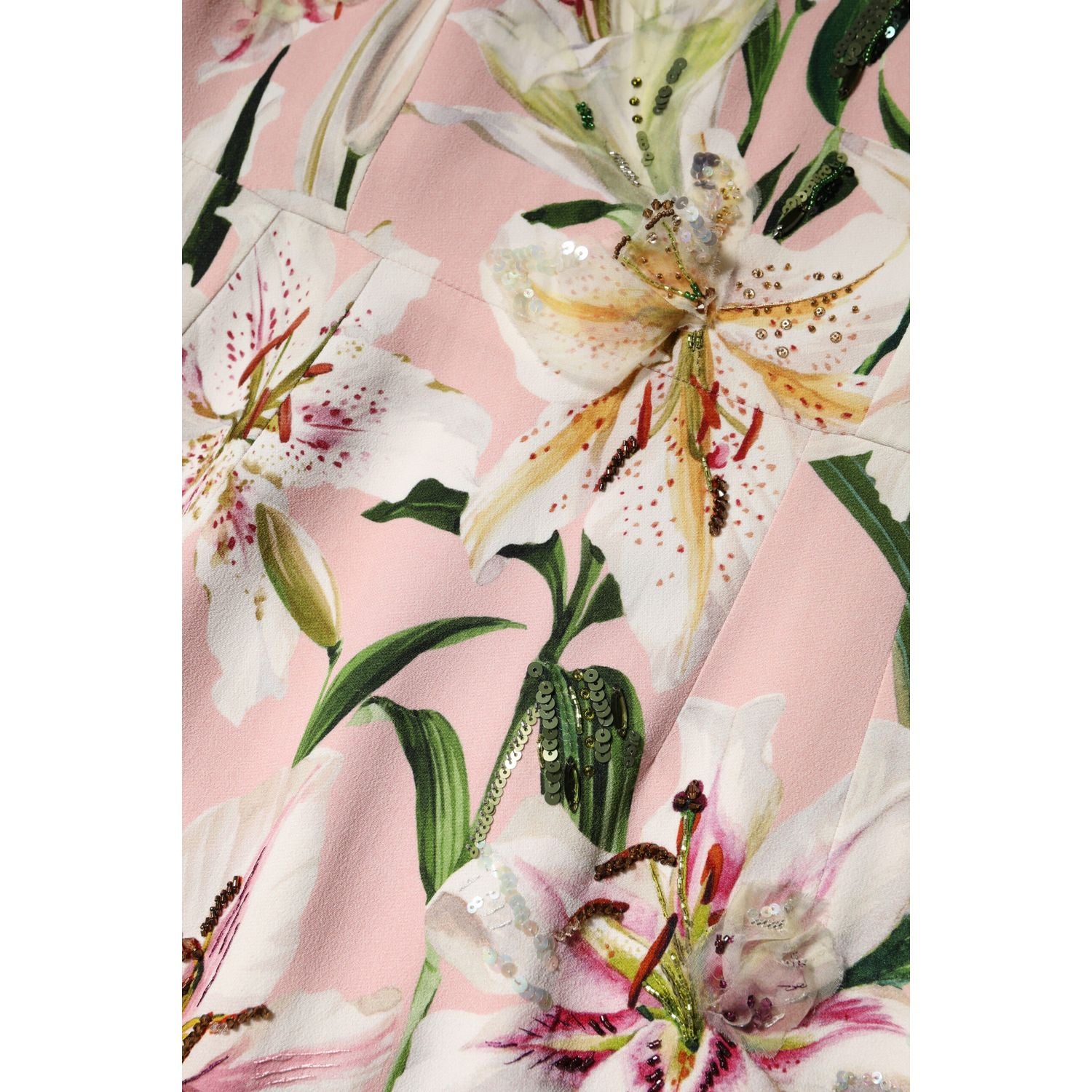 Dolce & Gabbana Pink Lily Viscose Sheath Stretch Midi Dress