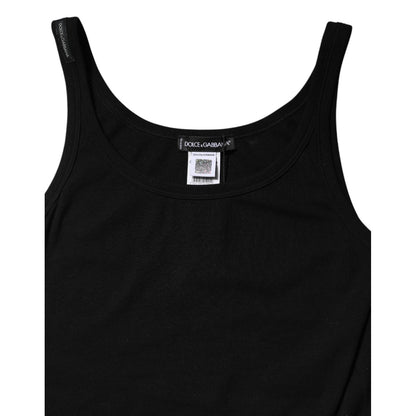 Dolce & Gabbana Black Cotton Stretch Sleeveless Women Tank Top