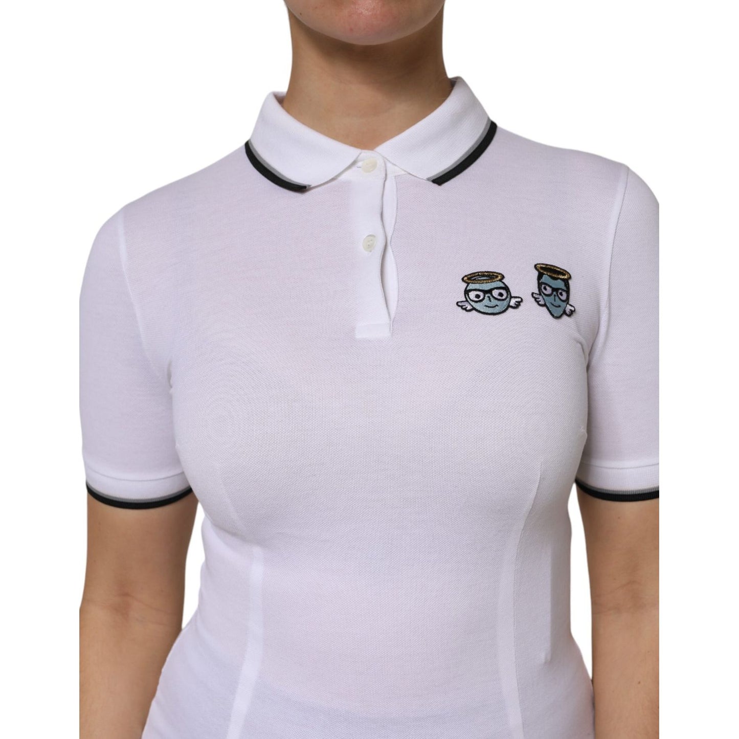 Dolce & Gabbana White Cotton Short Sleeves Collared Polo Top