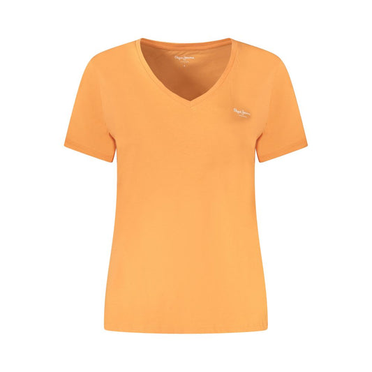 Pepe Jeans Orange Cotton Tops & T-Shirt PE-36009-XS