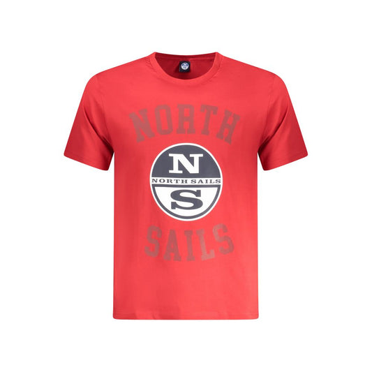 North Sails Red Cotton Men T-Shirt with logo and nautical print