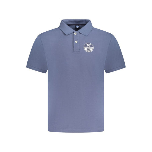 North Sails Blue Cotton Men Polo Shirt with logo and 2-button placket