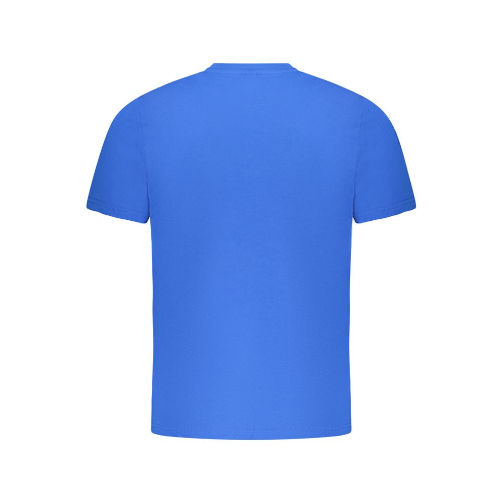 Back view of North Sails Blue Cotton Men T-Shirt showcasing classic design in rich blue color.