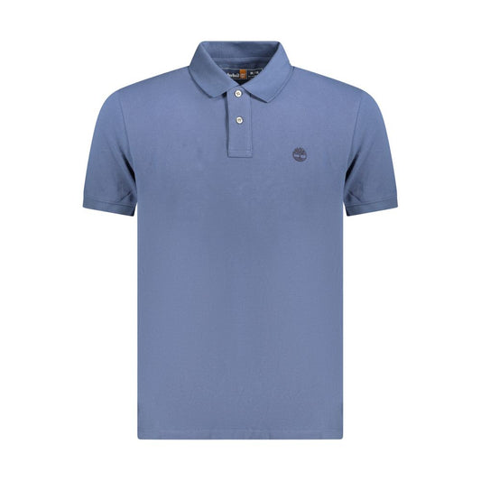 Timberland Blue Cotton Polo Shirt with short sleeves, regular fit, two buttons, and logo embroidery. Ideal for casual wear.