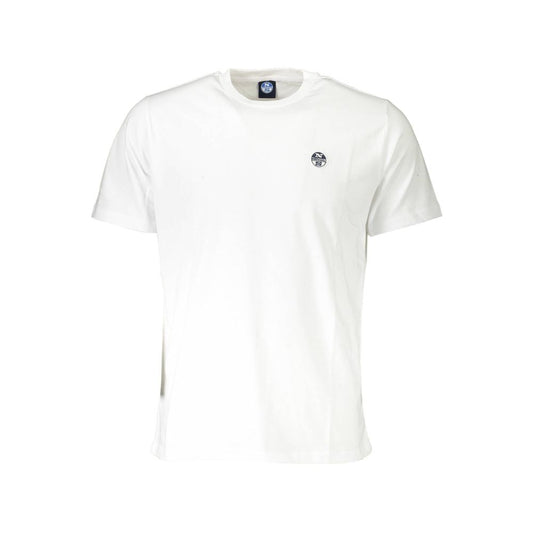 North Sails White Cotton Men T-Shirt with crew neck and logo, short sleeves, breathable and durable fabric, ideal for casual wear.
