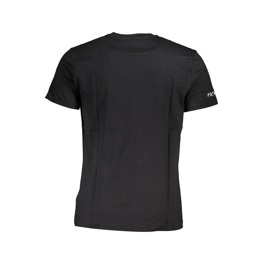La Martina Black Cotton Men T-Shirt, back view showcasing sleek design and logo accent.