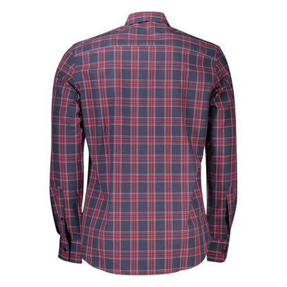 North Sails Blue Cotton Men Shirt with tartan pattern, back view