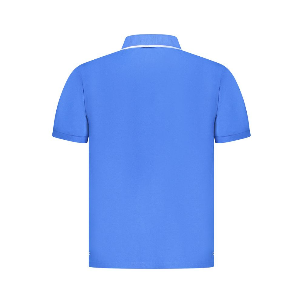 Rear view of North Sails Blue Cotton Men Polo Shirt showcasing its sleek design and contrasting details.