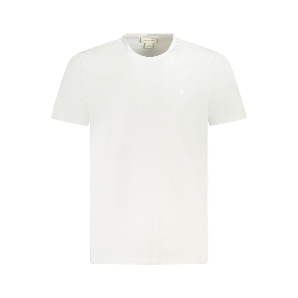 Calvin Klein White Cotton T-Shirt with short sleeves, crew neck, and logo embroidery.