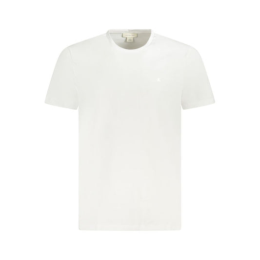 Calvin Klein White Cotton T-Shirt with short sleeves, crew neck, and logo embroidery.