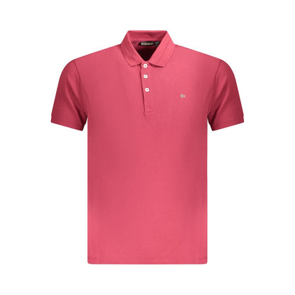 Napapijri Red Cotton Men Polo Shirt with Napapijri logo, short sleeves, and a three-button design.