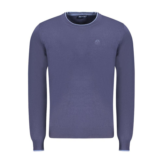 North Sails Blue Cotton Men Sweater with crew neck and logo embroidery
