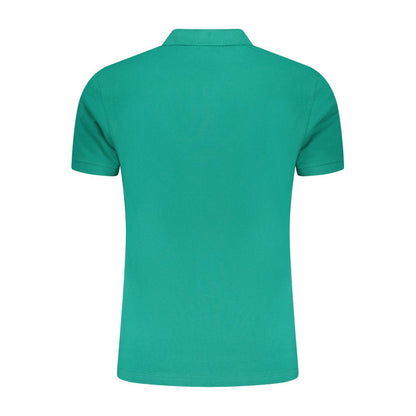 Back view of Cavalli Class Green Cotton Men Polo Shirt