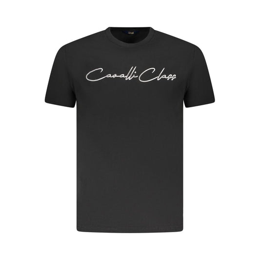 Cavalli Class Black Cotton Men T-Shirt CA-36712-M