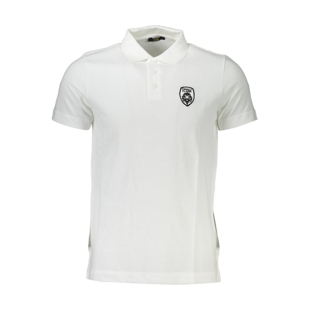 Cavalli Class White Cotton Polo Shirt