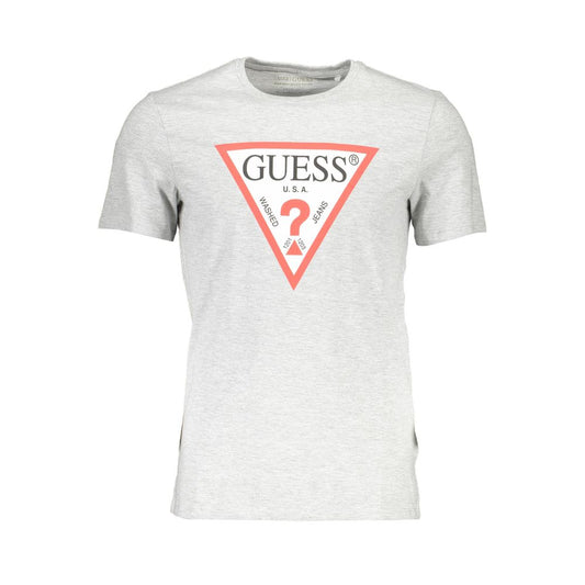 Guess Jeans Brown Cotton Men T-Shirt with iconic logo design, slim fit, and short sleeves for a trendy and comfortable casual style.