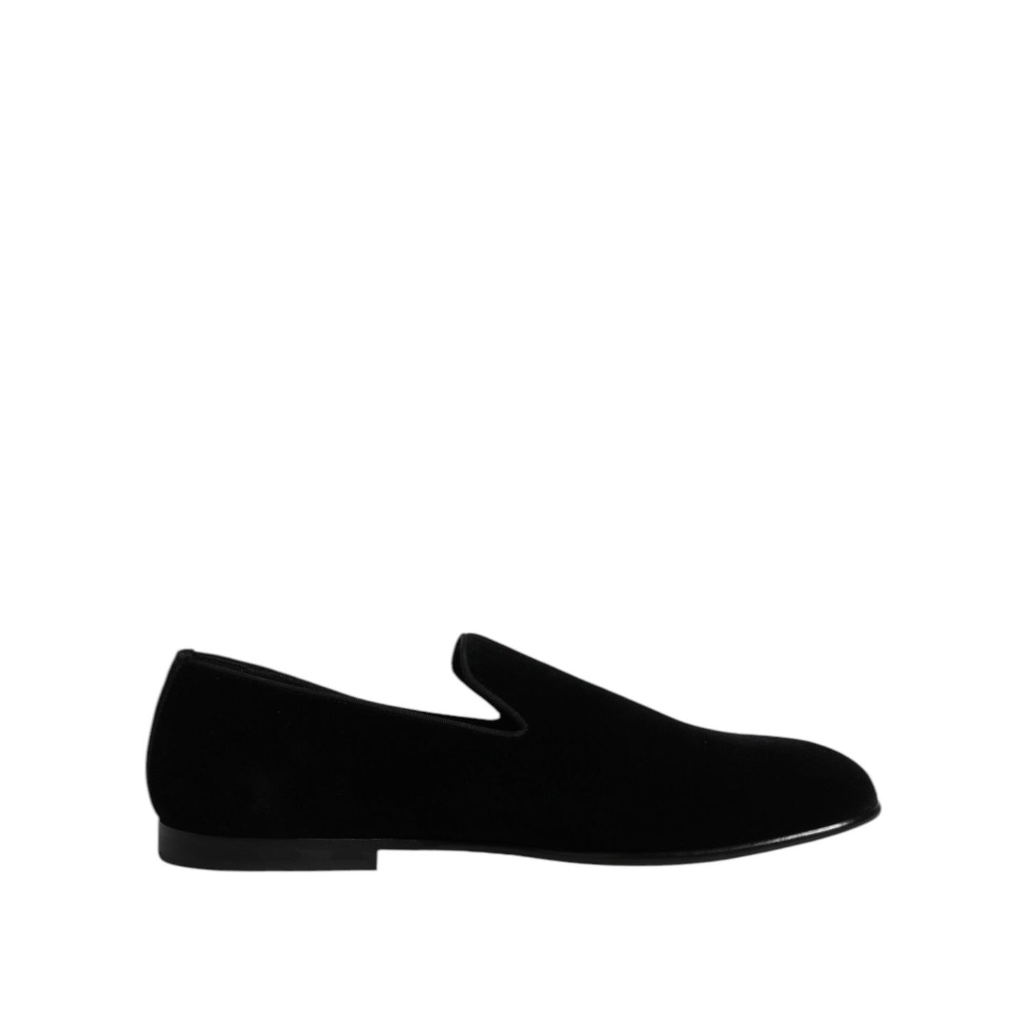 Dolce & Gabbana Black Velvet Slip On Loafers Formal Shoes