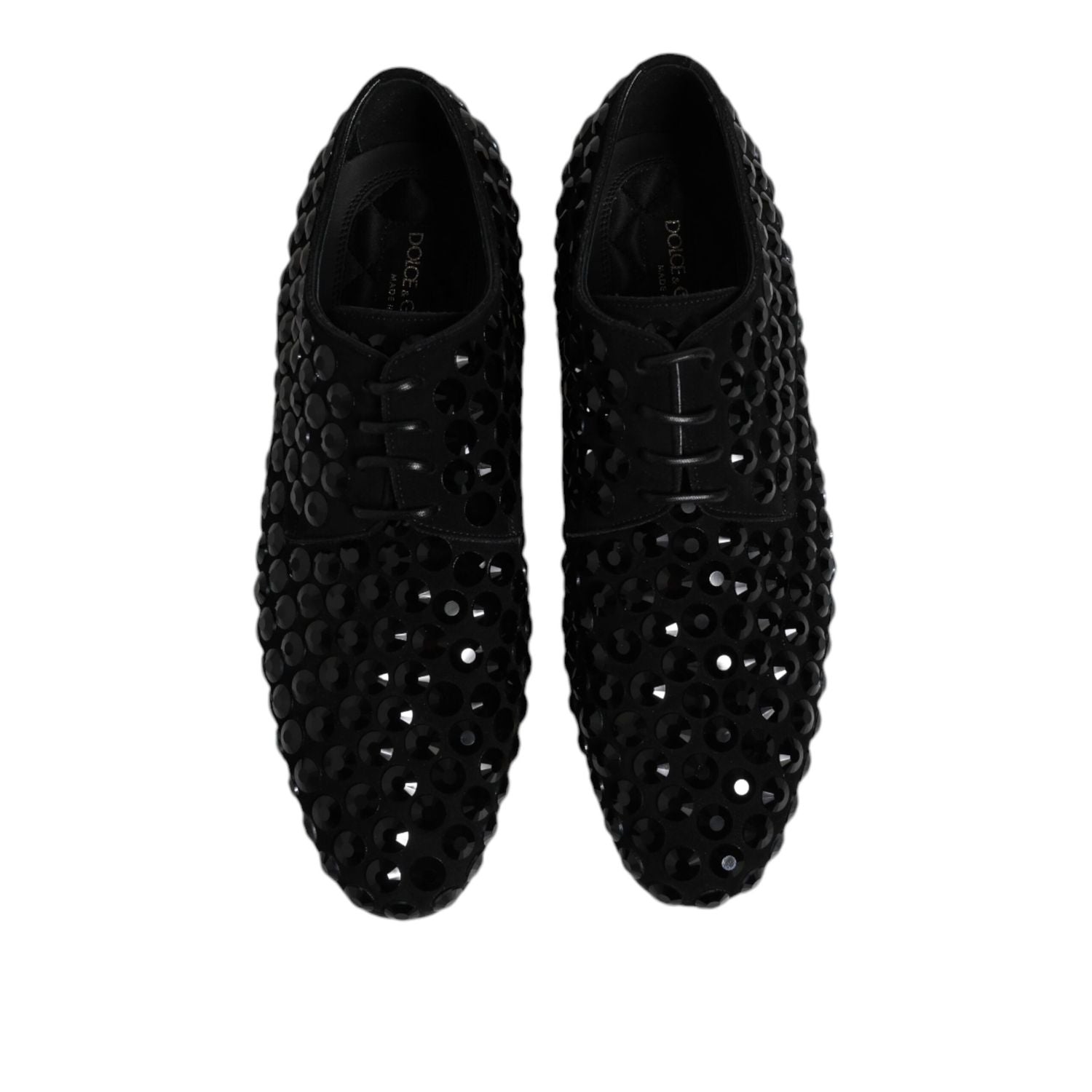 Dolce & Gabbana Black Suede Strass Derby Formal Shoes