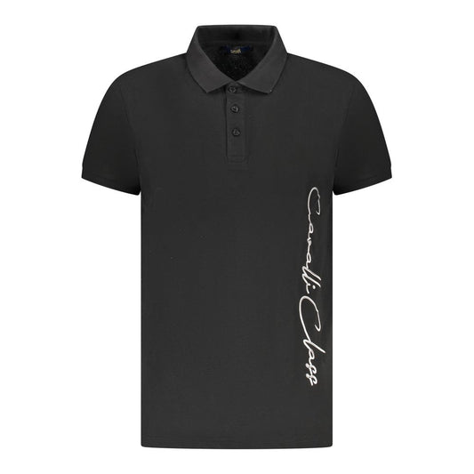 Cavalli Class Black Cotton Men Polo Shirt CA-36633-M