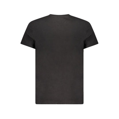 Tommy Hilfiger Black Cotton Men T-Shirt showcasing back design in classic black hue, eco-friendly style with iconic branding.