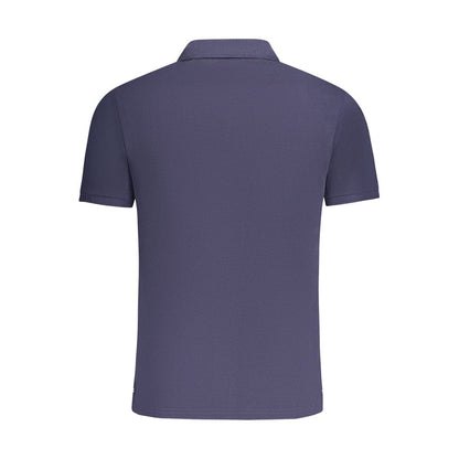 Back view of North Sails Blue Cotton Men Polo Shirt, featuring short sleeves and classic design.