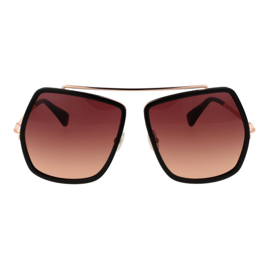 Max Mara Brown Women Sunglass, full-rim metal frame, geometric style, pink gradient lenses, 100% UVA & UVB protection