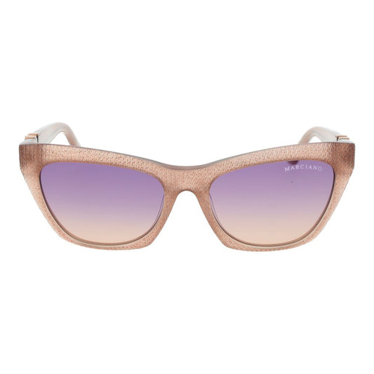 Marciano by Guess Beige Women Sunglass with full-rim cat eye design, purple gradient lenses, and acetate frame.
