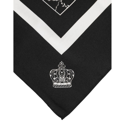 Dolce & Gabbana Black White Printed Square Foulard Scarf