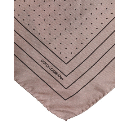 Dolce & Gabbana Beige Dotted Silk Square Men Foulard Scarf