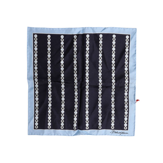 Dolce & Gabbana Blue Printed Silk Square Men Foulard Scarf