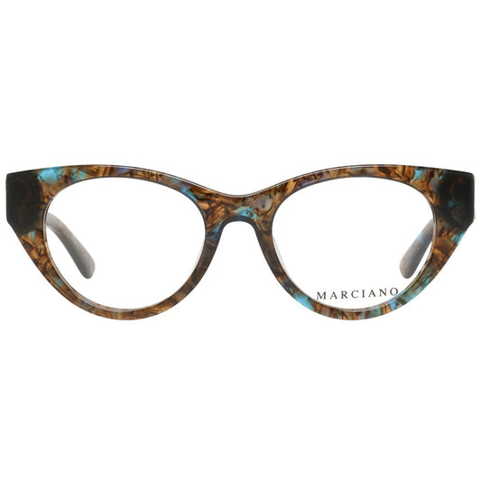 Marciano by Guess Brown Women Glasses Frame in full-rim cat eye design with plastic material and demo lenses, includes branded case.