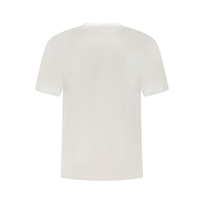 Back view of a Calvin Klein White Cotton Men T-Shirt showcasing its classic crew neck design and premium fabric quality.
